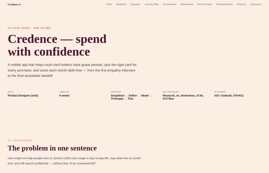 Credence UX case study thumbnail