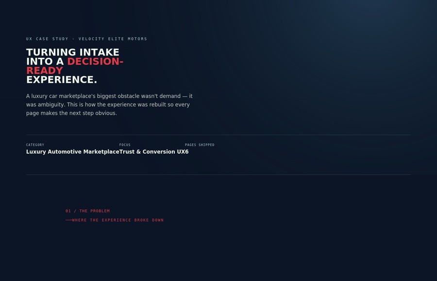 Velocity Elite Motors UX case study thumbnail